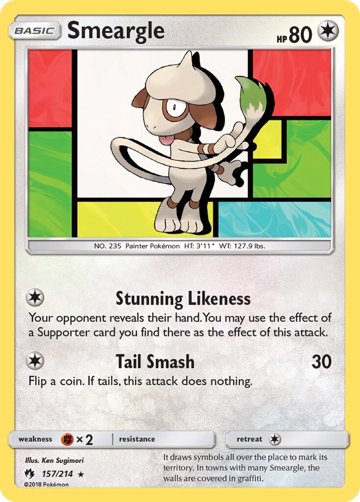 Smeargle 157/236 — Lost Thunder (English Pokémon TCG card)
