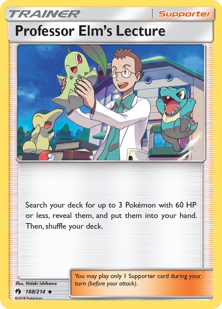 Professor Elm's Lecture 188/236 — Lost Thunder (English Pokémon TCG card)
