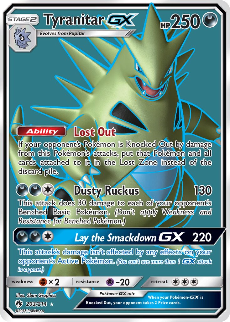 Tyranitar-GX 203/236 — Lost Thunder (English Pokémon TCG card)