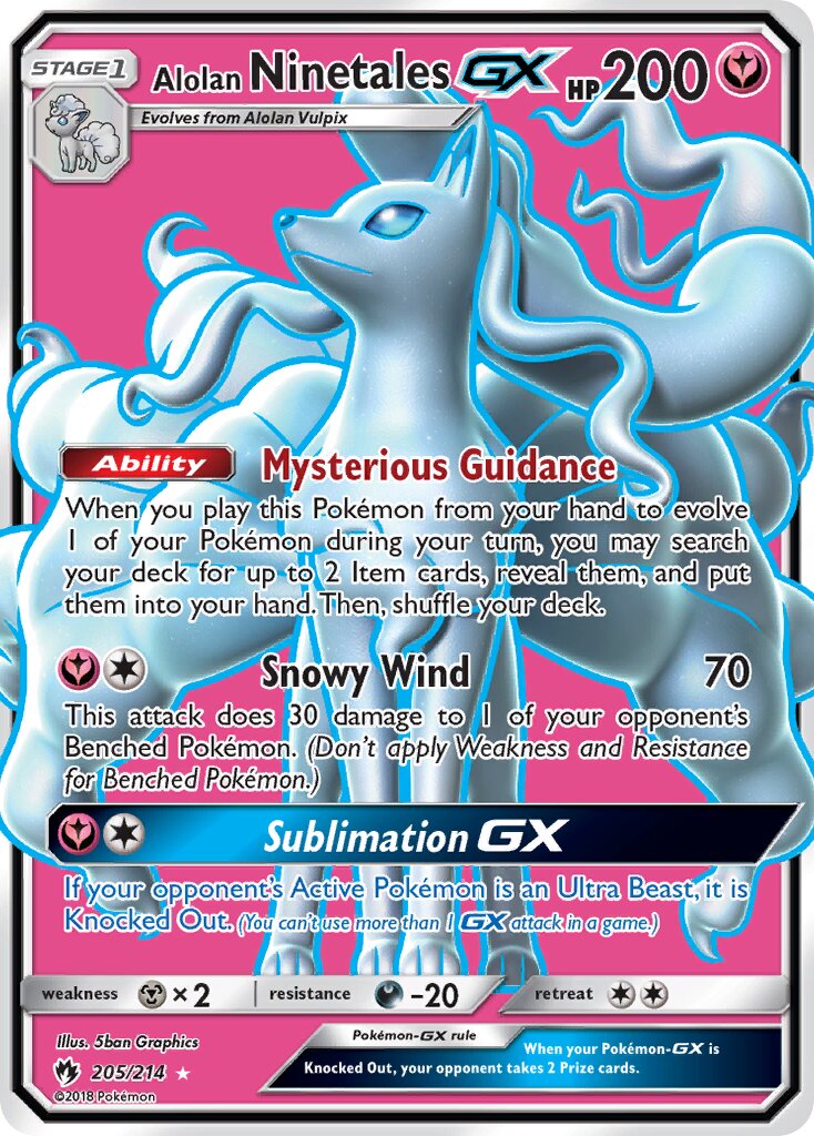 Alolan Ninetales-GX 205/236 — Lost Thunder (English Pokémon TCG card)