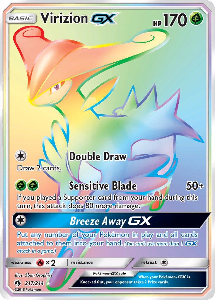 Virizion-GX 217/236 — Lost Thunder (English Pokémon TCG card)