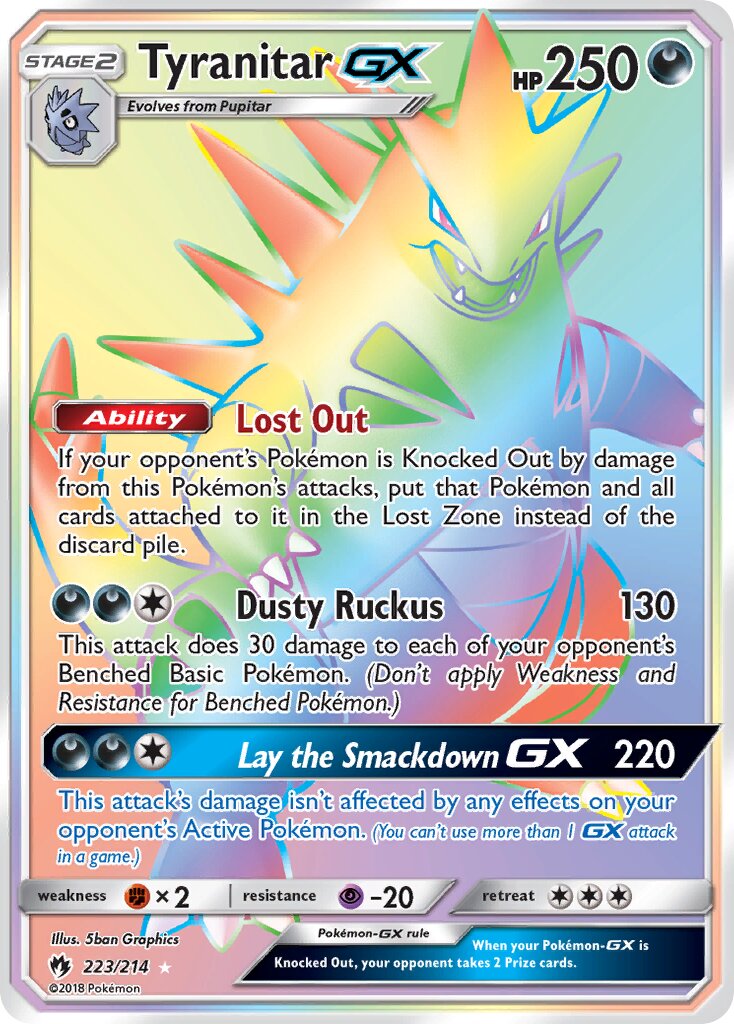 Tyranitar-GX 223/236 — Lost Thunder (English Pokémon TCG card)