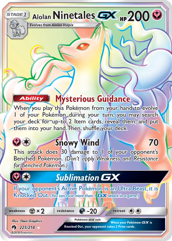 Alolan Ninetales-GX 225/236 — Lost Thunder (English Pokémon TCG card)