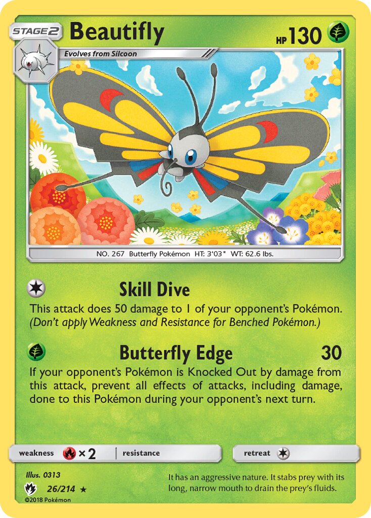 Beautifly 026/236 — Lost Thunder (English Pokémon TCG card)