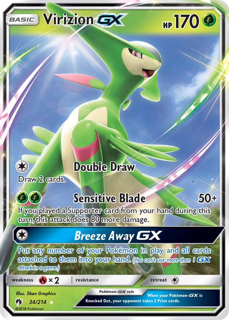 Virizion-GX 034/236 — Lost Thunder (English Pokémon TCG card)