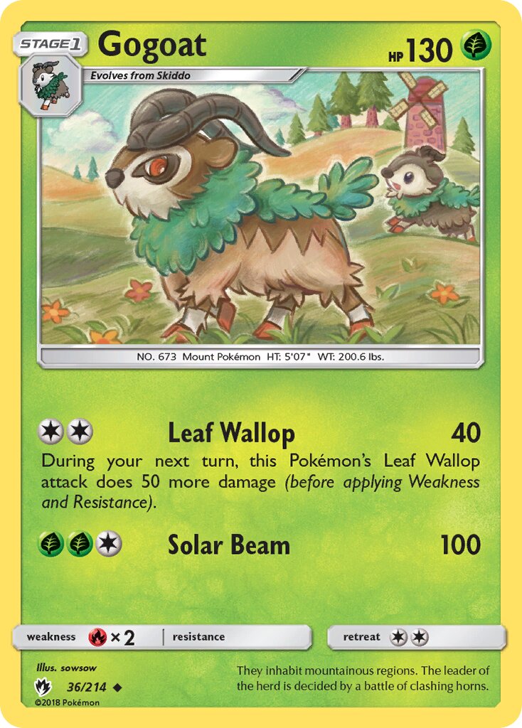 Gogoat 036/236 — Lost Thunder (English Pokémon TCG card)