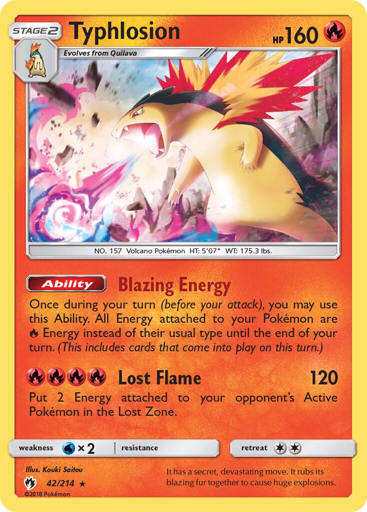 Typhlosion 042/236 — Lost Thunder (English Pokémon TCG card)