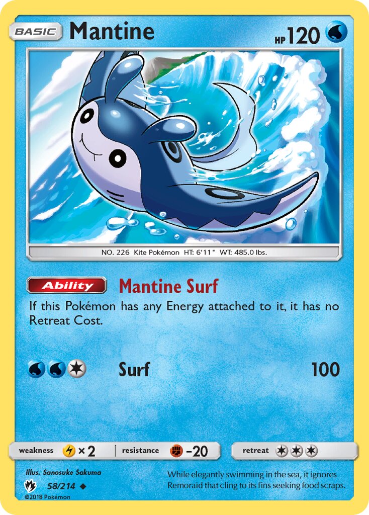 Mantine 058/236 — Lost Thunder (English Pokémon TCG card)