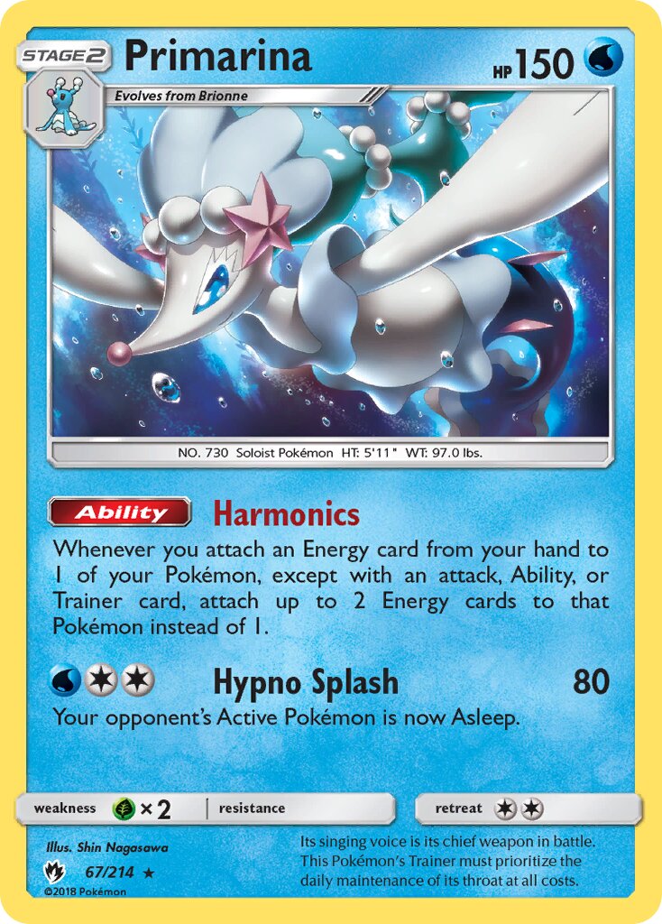 Primarina 067/236 — Lost Thunder (English Pokémon TCG card)