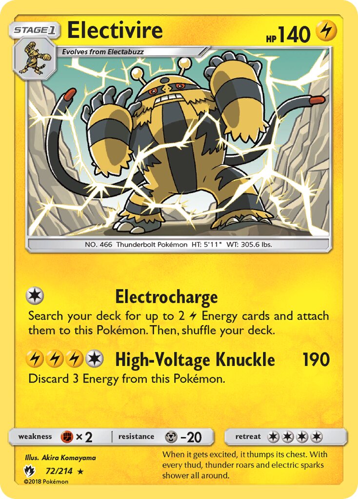 Electivire 072/236 — Lost Thunder (English Pokémon TCG card)