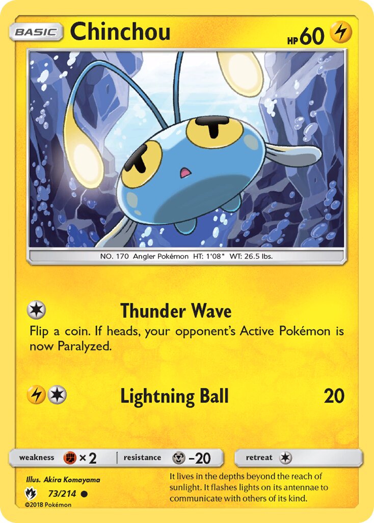 Chinchou 073/236 — Lost Thunder (English Pokémon TCG card)