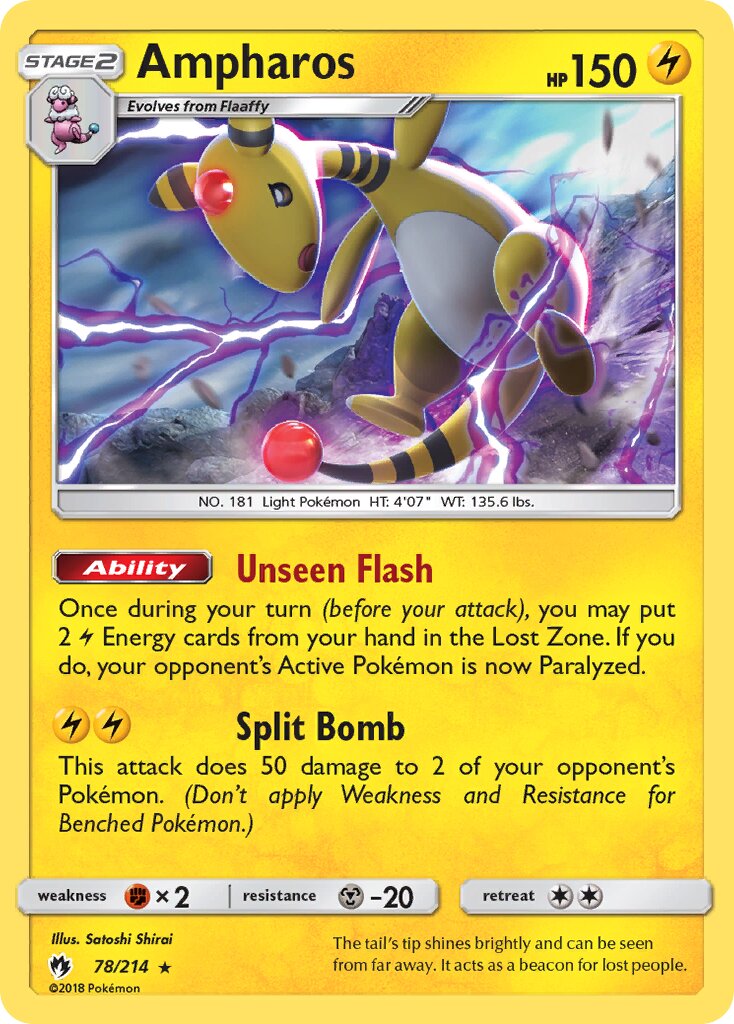 Ampharos 078/236 — Lost Thunder (English Pokémon TCG card)