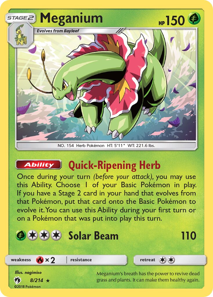 Meganium 008/236 — Lost Thunder (English Pokémon TCG card)