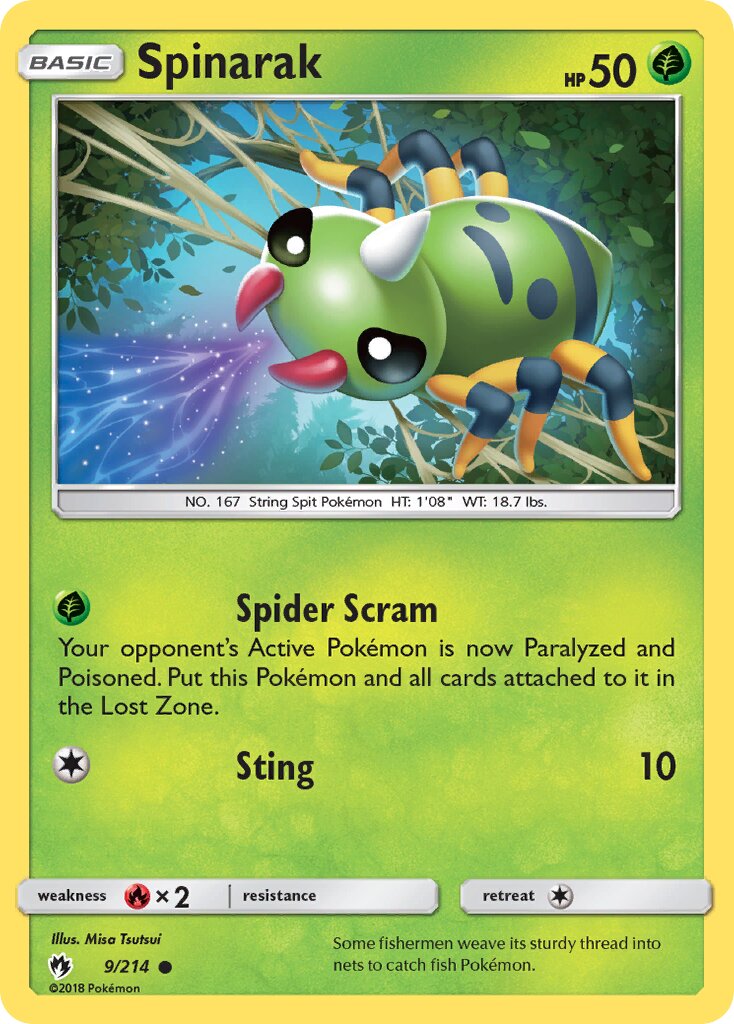 Spinarak 009/236 — Lost Thunder (English Pokémon TCG card)