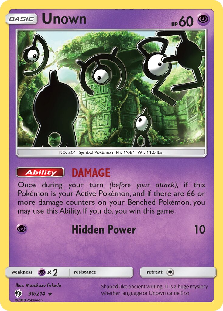 Unown 090/236 — Lost Thunder (English Pokémon TCG card)