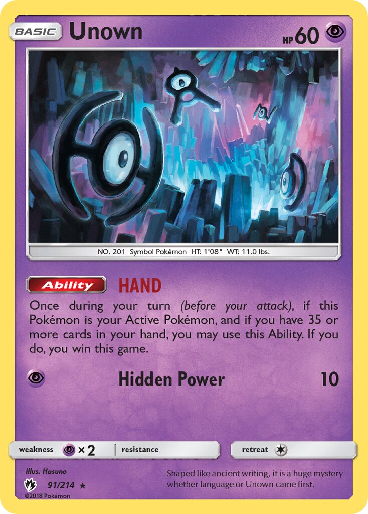 Unown 091/236 — Lost Thunder (English Pokémon TCG card)