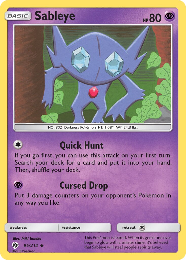 Sableye 096/236 — Lost Thunder (English Pokémon TCG card)
