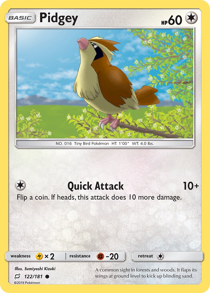 Pidgey 122/196 — Team Up (English Pokémon TCG card)