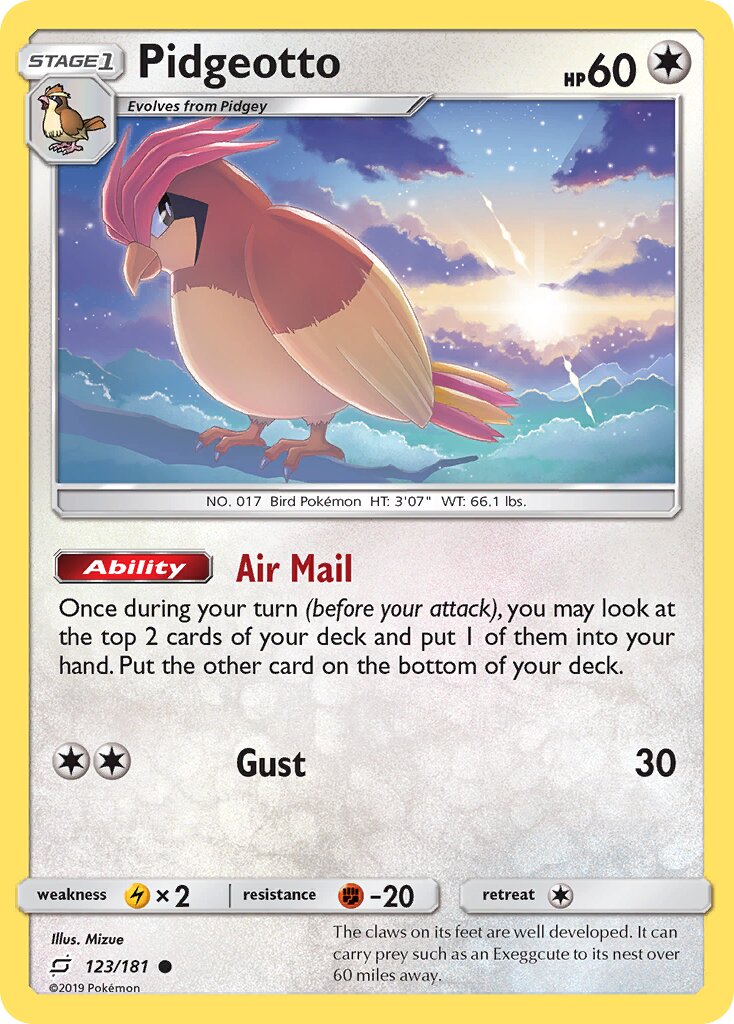 Pidgeotto 123/196 — Team Up (English Pokémon TCG card)