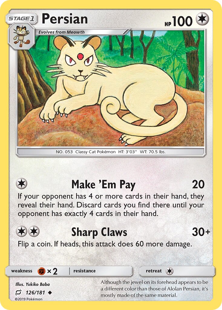 Persian 126/196 — Team Up (English Pokémon TCG card)