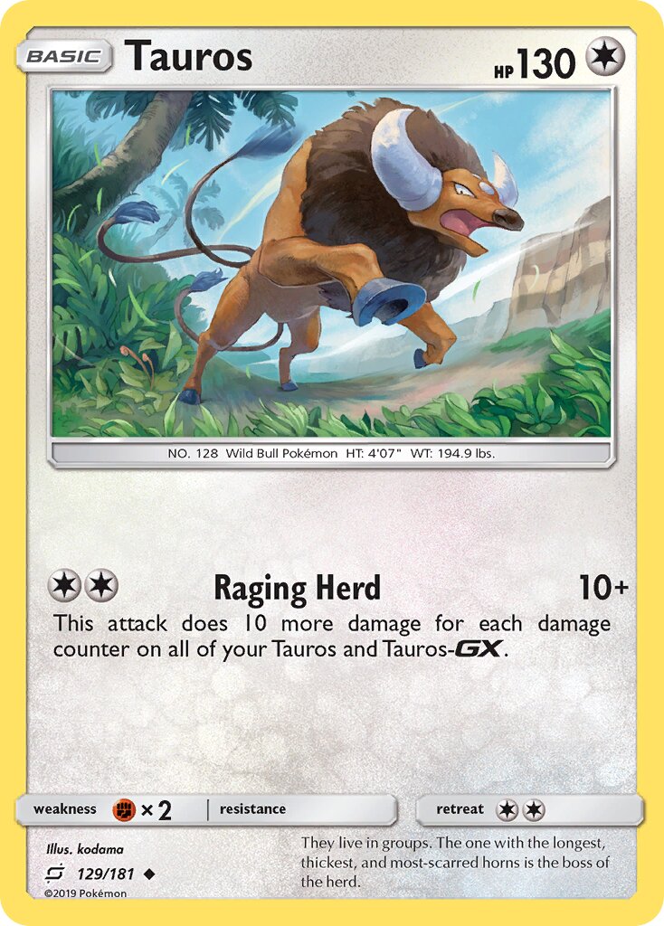 Tauros 129/196 — Team Up (English Pokémon TCG card)