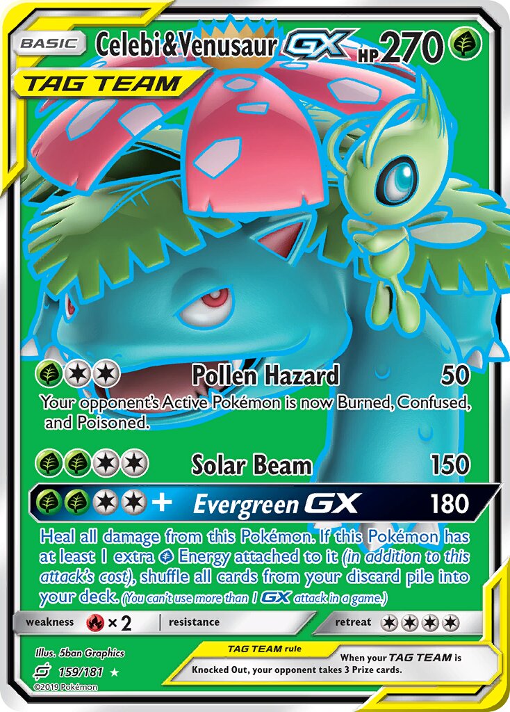 Celebi & Venusaur-GX 159/196 — Team Up (English Pokémon TCG card)