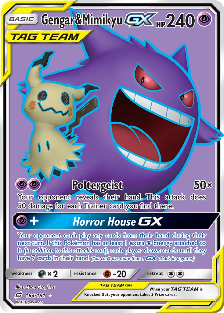 Gengar & Mimikyu-GX 164/196 — Team Up (English Pokémon TCG card)