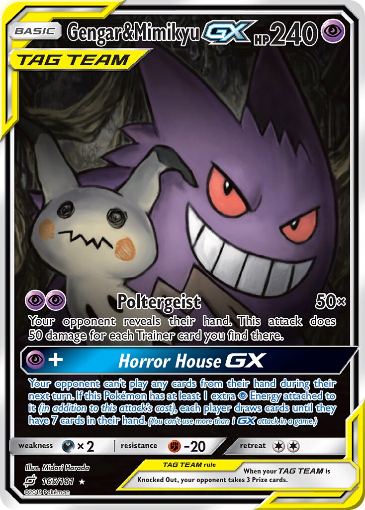 Gengar & Mimikyu-GX 165/196 — Team Up (English Pokémon TCG card)