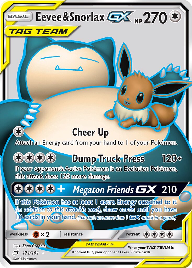 Eevee & Snorlax-GX 171/196 — Team Up (English Pokémon TCG card)