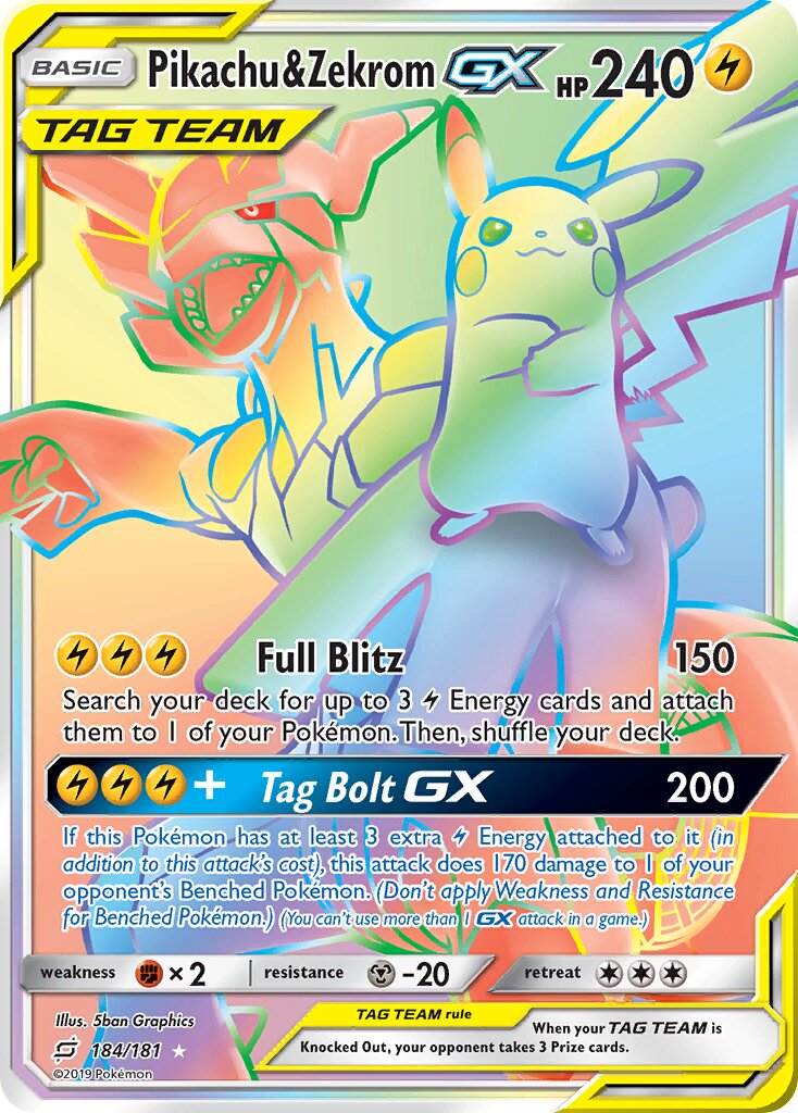 Pikachu & Zekrom-GX 184/196 — Team Up (English Pokémon TCG card)