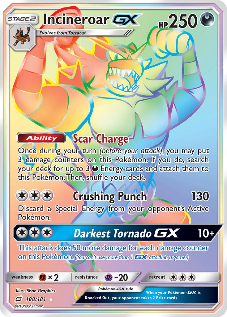 Incineroar-GX 188/196 — Team Up (English Pokémon TCG card)