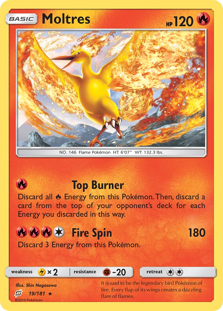 Moltres 019/196 — Team Up (English Pokémon TCG card)