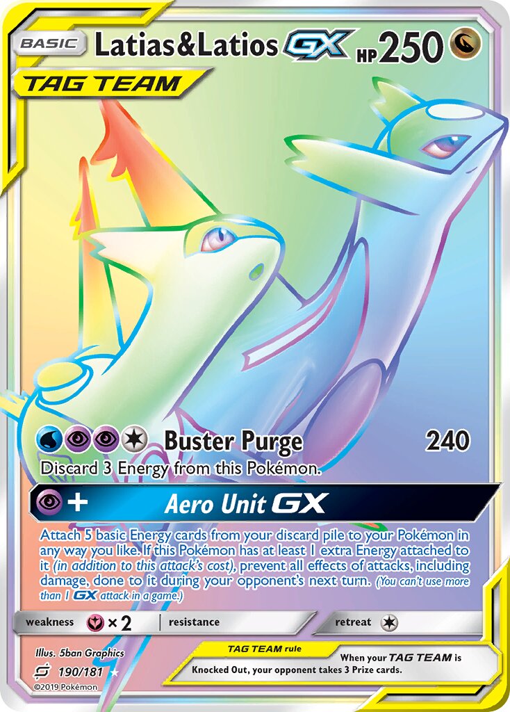 Latias & Latios-GX 190/196 — Team Up (English Pokémon TCG card)
