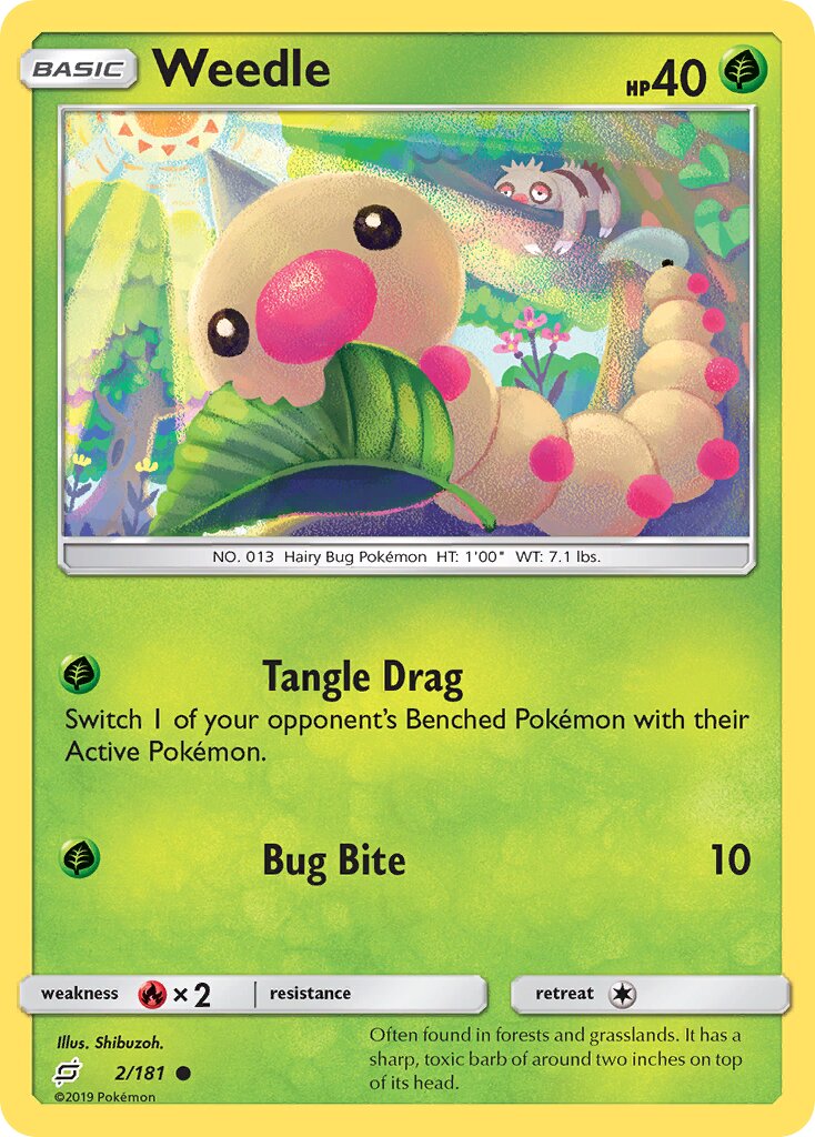 Weedle 002/196 — Team Up (English Pokémon TCG card)