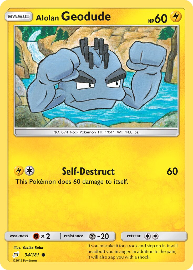 Alolan Geodude 034/196 — Team Up (English Pokémon TCG card)