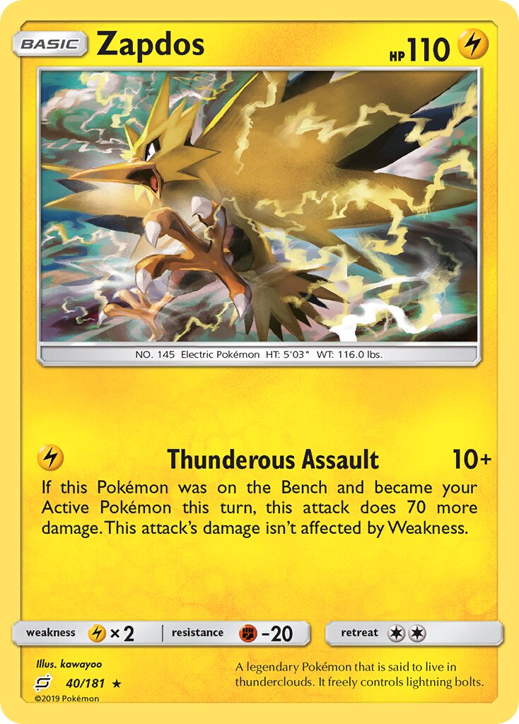 Zapdos 040/196 — Team Up (English Pokémon TCG card)