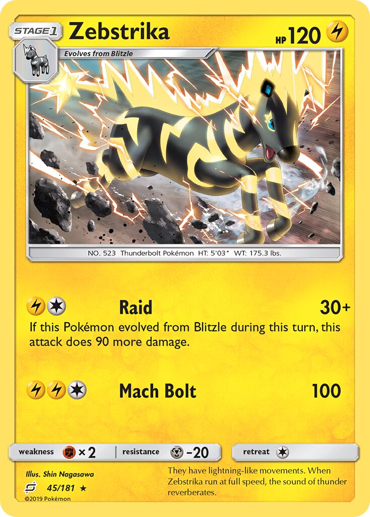 Zebstrika 045/196 — Team Up (English Pokémon TCG card)