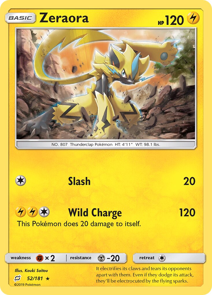 Zeraora 052/196 — Team Up (English Pokémon TCG card)