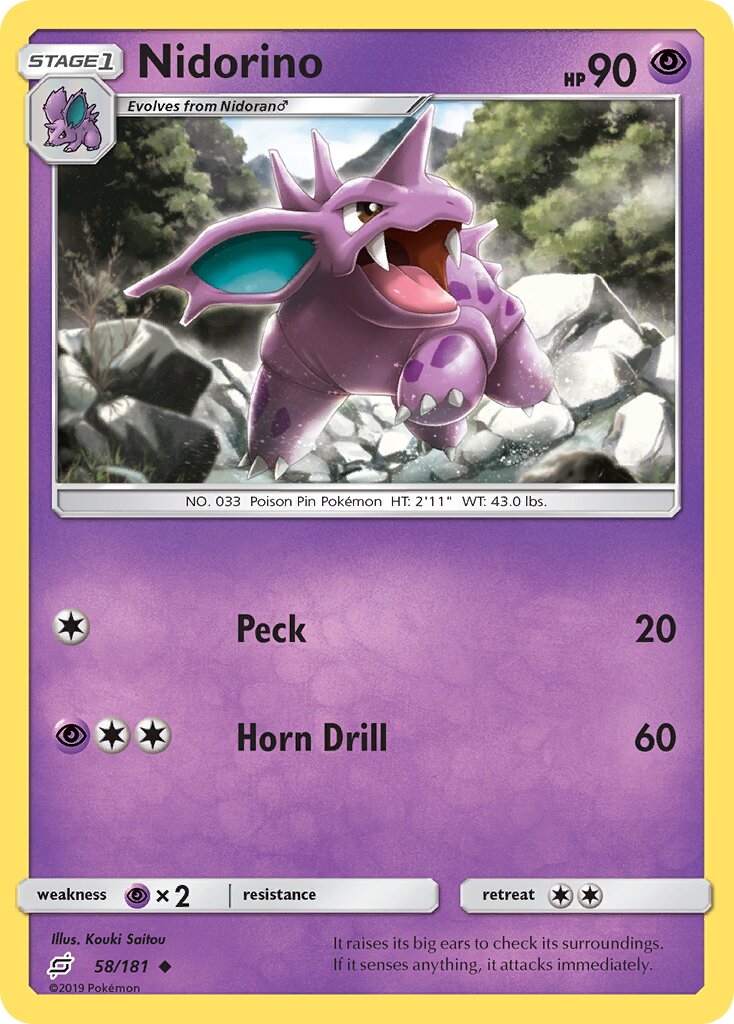 Nidorino 058/196 — Team Up (English Pokémon TCG card)