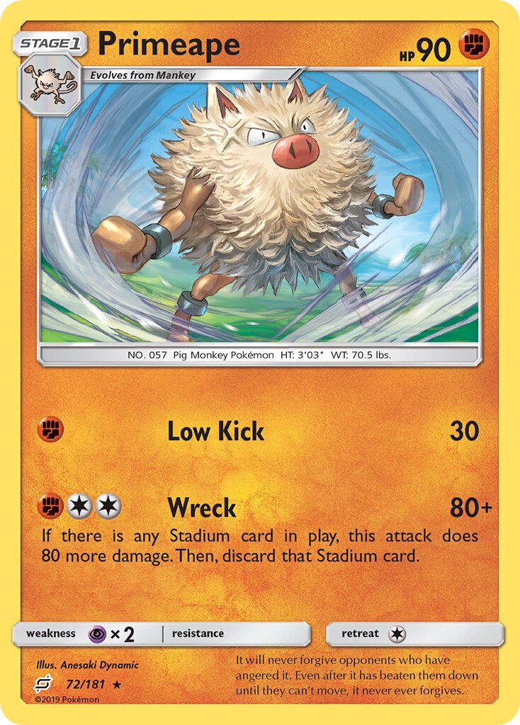 Primeape 072/196 — Team Up (English Pokémon TCG card)
