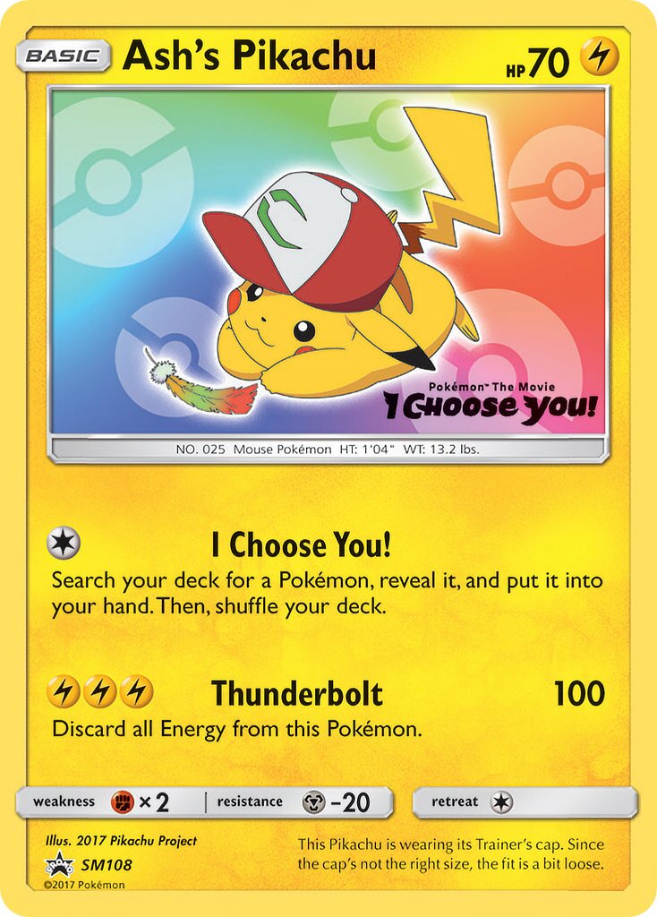 Ash's Pikachu SM108 — Sun & Moon Promos (English Pokémon TCG card)