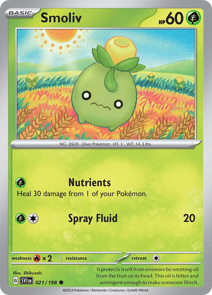 Smoliv 021/258 — Scarlet & Violet (English Pokémon TCG card)