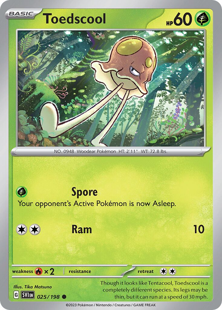 Toedscool 025/258 — Scarlet & Violet (English Pokémon TCG card)