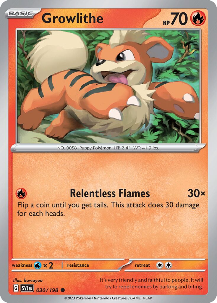 Growlithe 030/258 — Scarlet & Violet (English Pokémon TCG card)