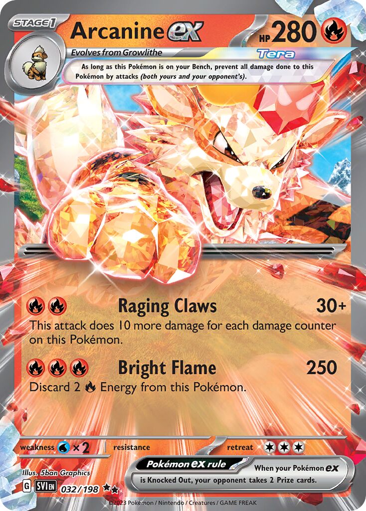 Arcanine ex 032/258 — Scarlet & Violet (English Pokémon TCG card)