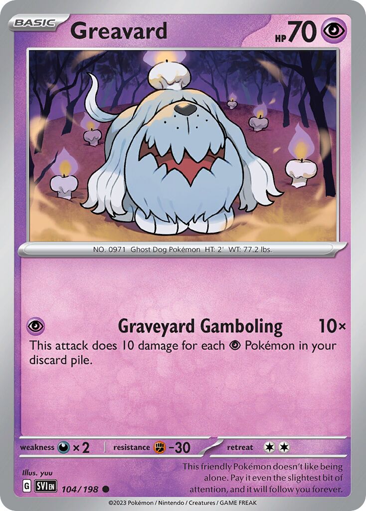 Greavard 104/258 — Scarlet & Violet (English Pokémon TCG card)