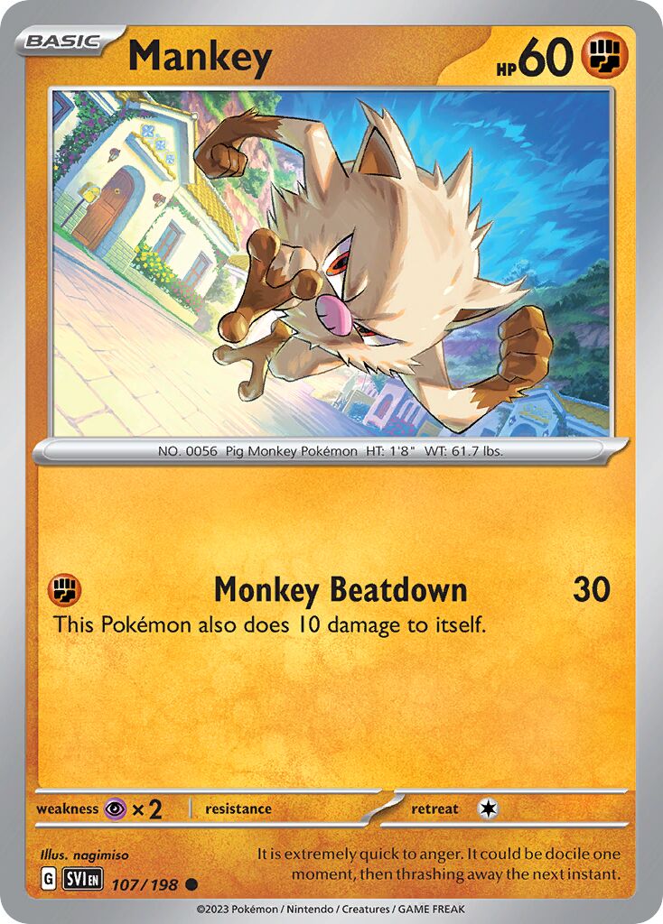 Mankey 107/258 — Scarlet & Violet (English Pokémon TCG card)
