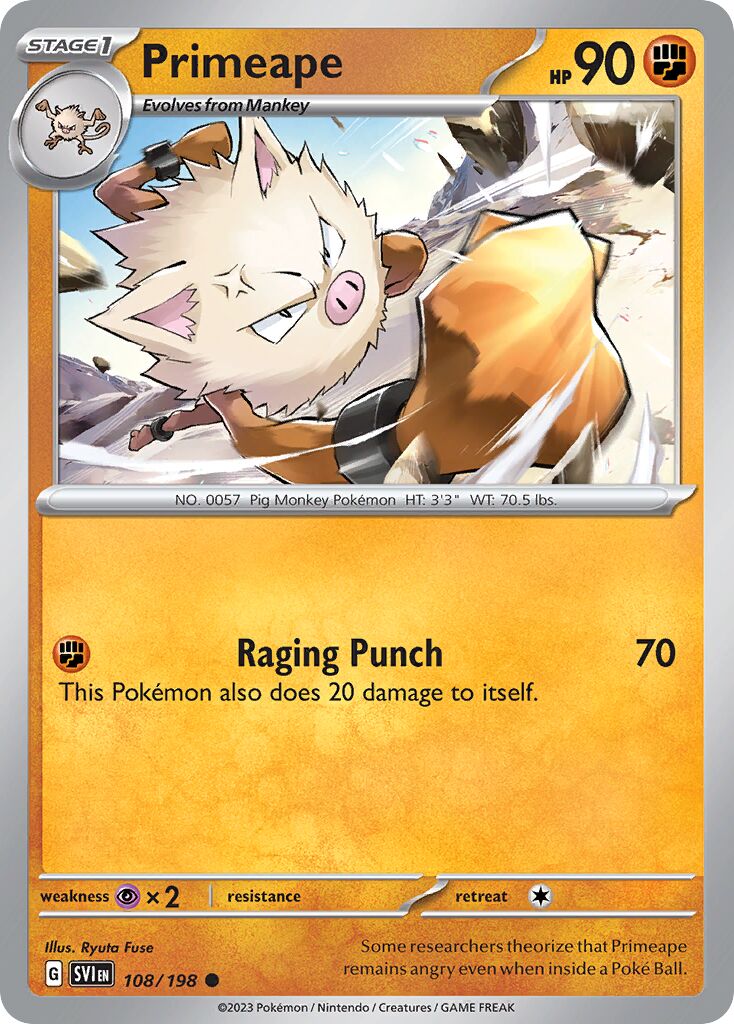 Primeape 108/258 — Scarlet & Violet (English Pokémon TCG card)
