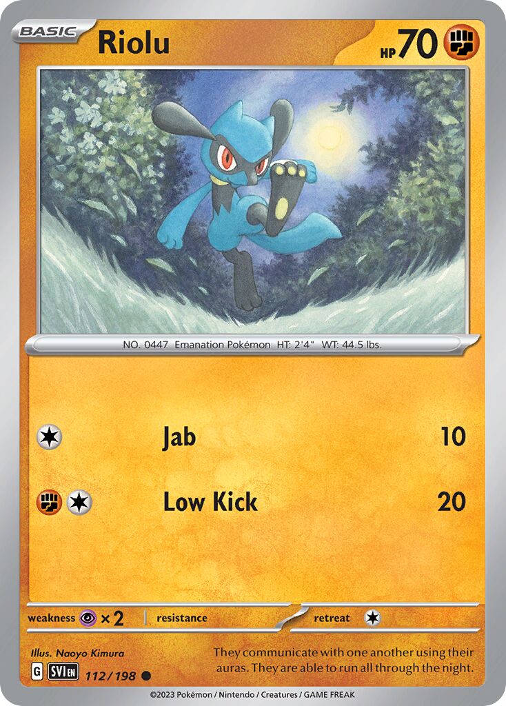 Riolu 112/258 — Scarlet & Violet (English Pokémon TCG card)
