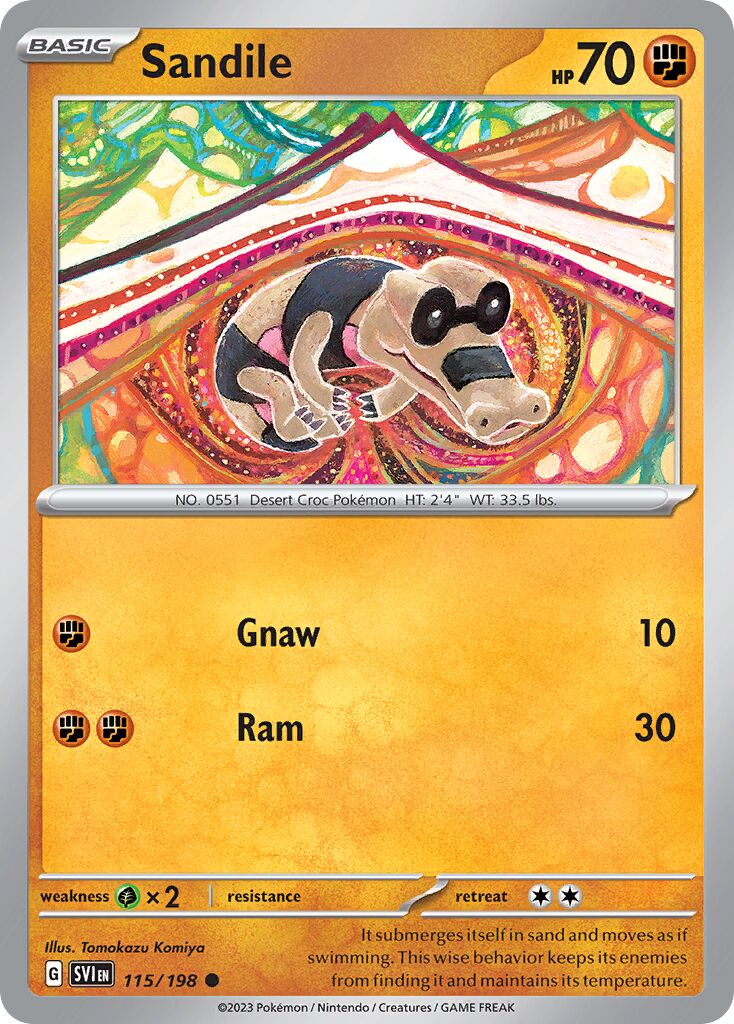 Sandile 115/258 — Scarlet & Violet (English Pokémon TCG card)